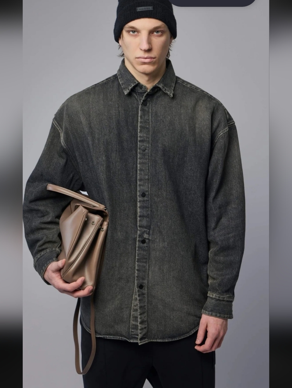 Essentials Fear of God Black Denim Shirt, XXL